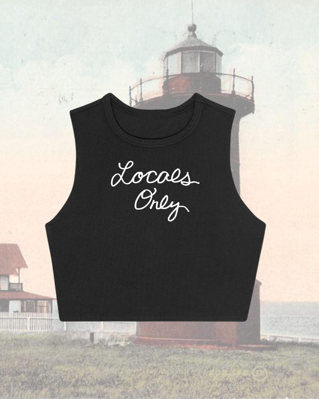 Locals Only Cursive Onyx Ribbed Tank – 330Designs