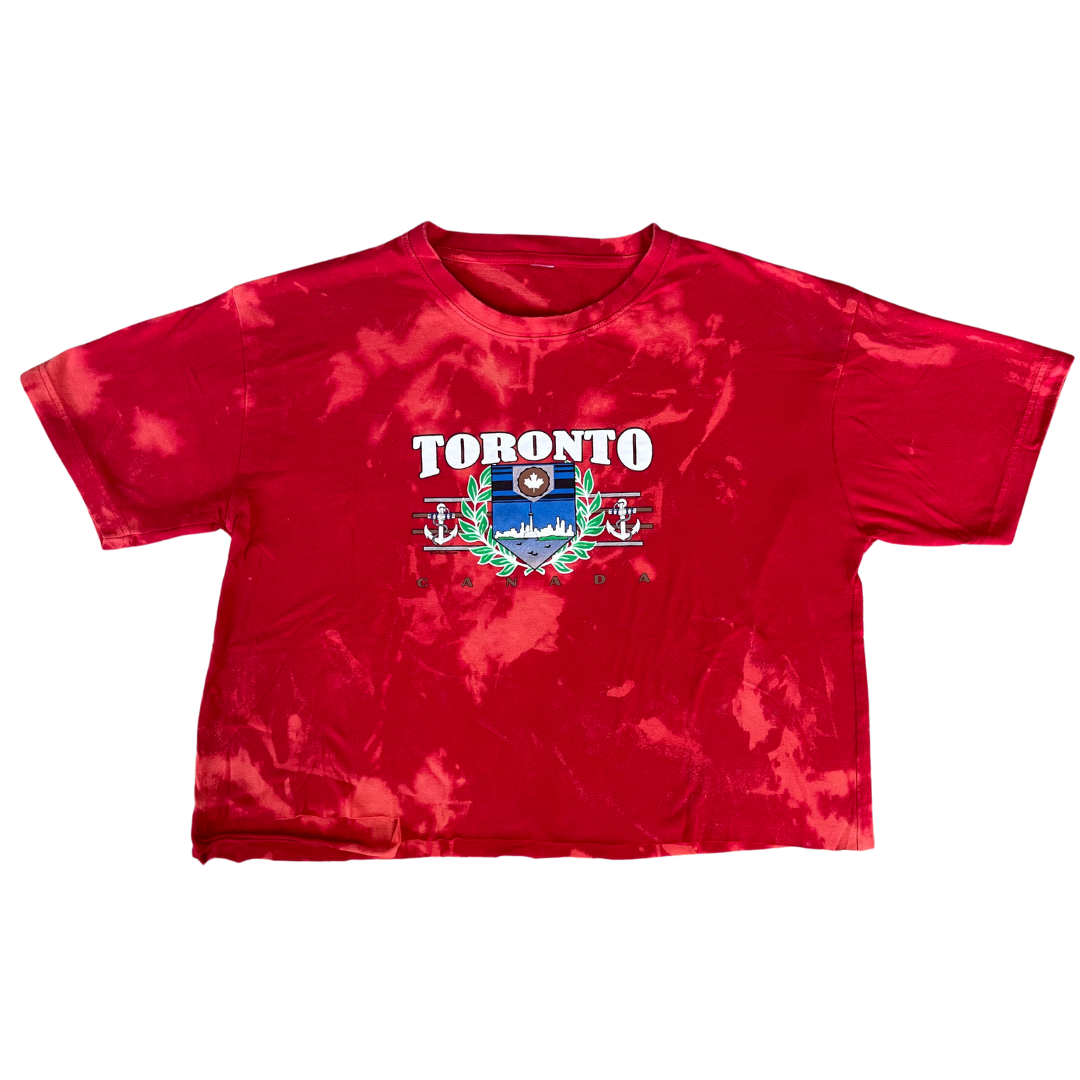 Toronto Canada Red Acid Wash Crop Tee