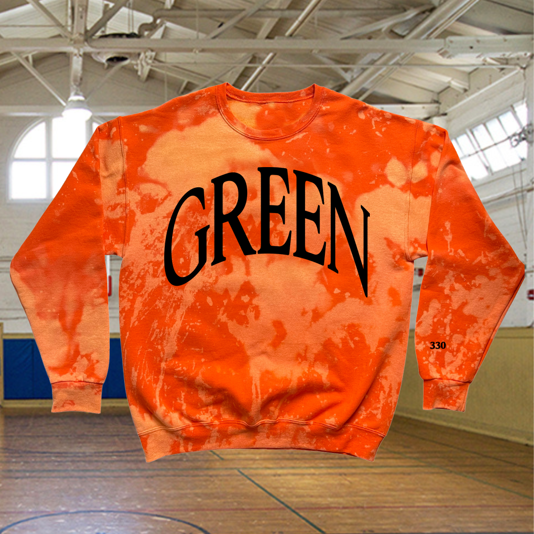 "GREEN BULLDOGS" Acid Wash Crewneck