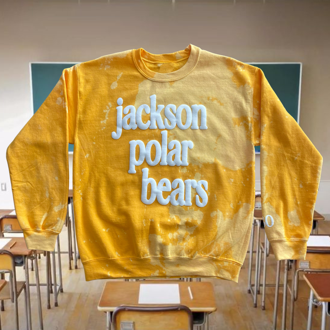 "JACKSON POLAR BEARS" Acid Wash Crewneck
